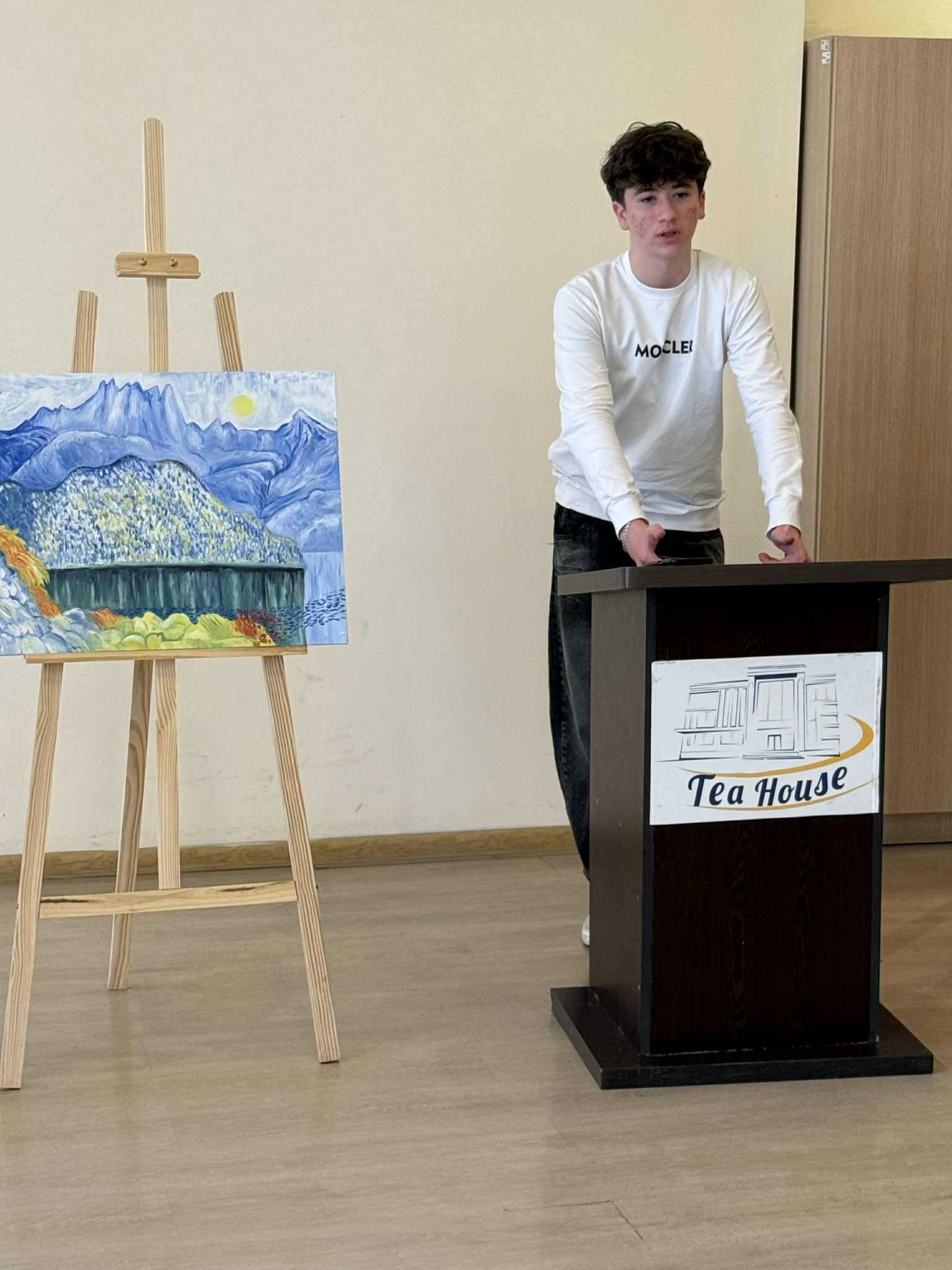 At the Tea House, future artists made presentations to their parents